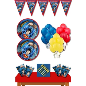 Parti Furyası Superman Doğum Günü Konsepti 8 Kişilik Superman  Doğum Günü Süsleri Ekonomik