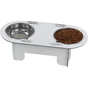 Mama Su Kabı Paslanmaz Çelik Taslı 2'li Ahşap Kedi ve Köpek Suluk Oval Model