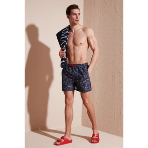 Desenli Deniz Şortu Belden Bağlamalı Cepli Mayo Short Erkek Mayo Short 380M477