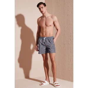 Desenli Deniz Şortu Belden Bağlamalı Cepli Mayo Short Erkek Mayo Short 380M388