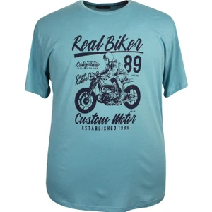 Maruf Shop Erkek Büyük Beden Battal Boy Baskılı Bisiklet Yaka Tişört