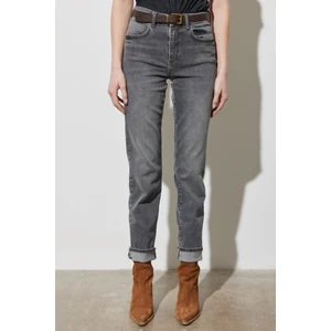 Straight Fit Düz Kesim Yüksek Bel  Esnek Jean Kot Pantolon