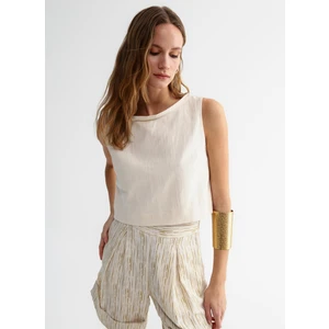 Kayık Yaka Düz Bej Kadın Bluz VATI