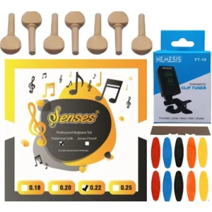 0.22 Divan Bağlama Teli Akort Cihazı + Akgürgen Burgu + Tezene + Eşik 5'li Set