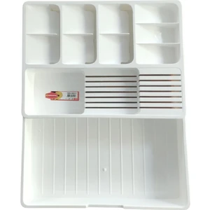 Şenyayla Plastik Çekmece Içi Kaşıklık ve Bıçaklık Düzenleyici Organizer Ayarlanabilir Kayar Kızaklı Beyaz