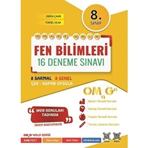Nartest Yayınevi 8. Sınıf Omage Gold Fen Bilimleri 16 Deneme Sınavı Nartest Yayınevi