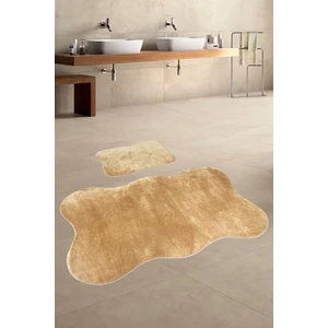 Bonny Home Anatolia 2'li Karamel 80X140 + 50X70 cm Büyük Ebat Banyo Paspası Seti Kaymaz Tabanlı Klozet Takımı