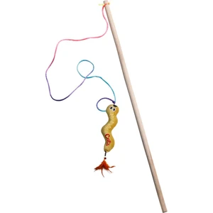 Matatabi Cats Wormy Ahşap Saplı Kedi Oltası Peluş Kedi Oyuncaklı - Matatabi Içerikli