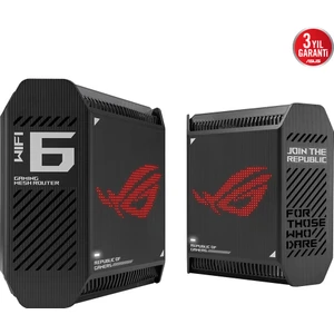 Rog Rapture Gt6 Wifi6 Tri-Band-Gaming-Ai Mesh-Aiprotection-Vpn-Kablosuz Ağ Dağıtım Gaming Mesh Sistemi (Siyah Ikili Paket)