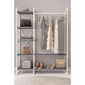 B.d Nilamu Elbise Dolabı / Metal Aksamlı / Antrasit Gri / Açık Dolap / Organizer / Askılık
