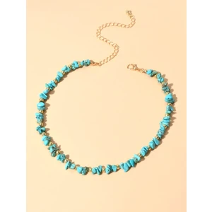 Store Atak Handmade Turkuaz Firuze Doğal Taş ve Gold Süslemeli Kolye