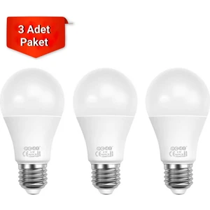 9W LED Ampul 6500K Beyaz Işık E27 Duy - 3lü Paket