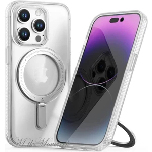 M.TK Moveteck Iphone 14 Pro Uyumlu Kılıf Apple Logosu Büyüteçli Açılır Kapanır Ayarlanabilir Metal Magsafe Standı Marka Kapak