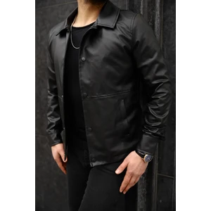 S/B Collection SB Collection Erkek Siyah Deri Baharlık Ceket