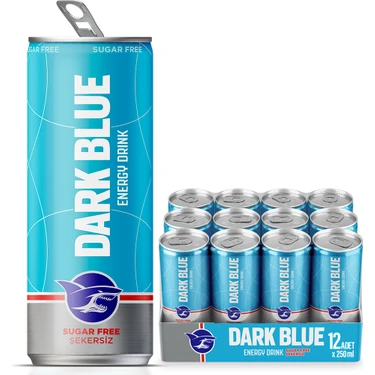 Dark Blue Enerji İçeceği, Şekersiz, 250 ml (12'li Paket, 12 Fiyatı