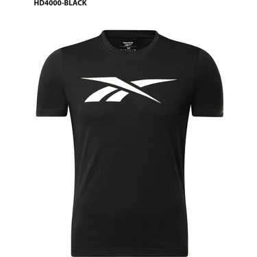 Reebok Yuvarlak Yaka Düz Siyah Erkek T-Shirt HD4000 Gs Vector