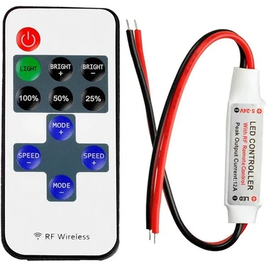 Tawitec LED Kontrol Cihazı Dimmer Cihazı 11 Tuşlu Rf Uzaktan Kumandalı 5V – 12 V –