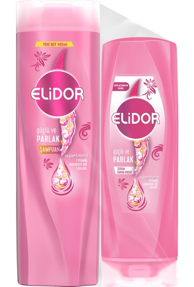Elidor Superblend Saç Bakım Şampuanı Güçlü ve Parlak 400 ml + Serum Bakım Kremi 200 ml