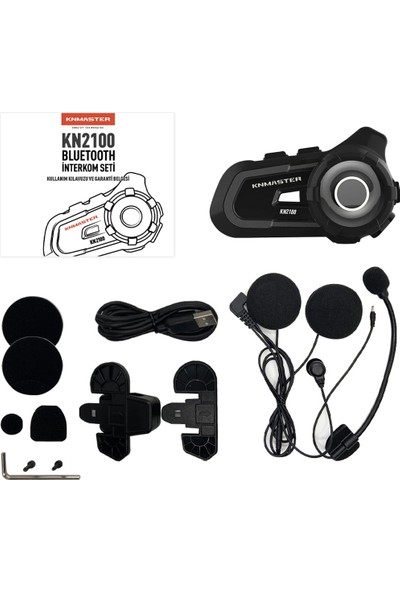 Knmaster Kn2100 Motosiklet Kask İnterkom Bluetooth Intercom Kulaklık Seti Siyah