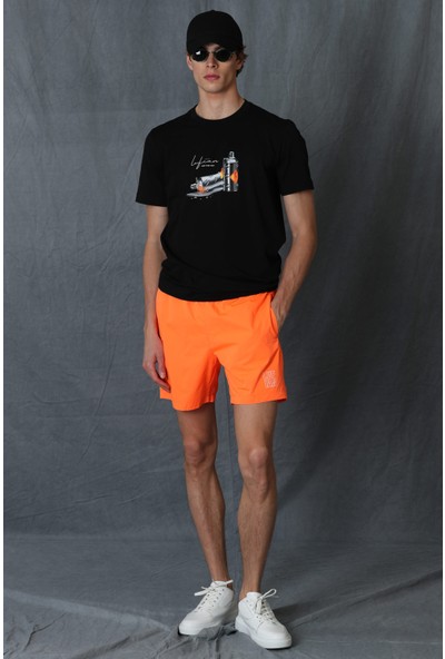 Lufian Andy Modern Grafik T- Shirt Siyah