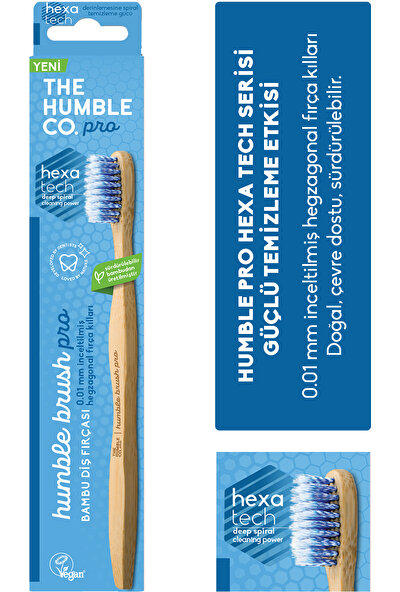 The Humble Co. Pro Serisi Bambu Diş Fırçası 0.01 mm İnceltilmiş Hegzagonal Spiral Fırça Kılları Mavi