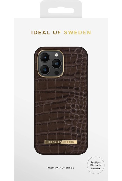 Ideal Of Sweden Atelier Case Apple iPhone 14 Pro Max Uyumlu Tasarım Pu Deri Kılıf - Deep Walnut Croco