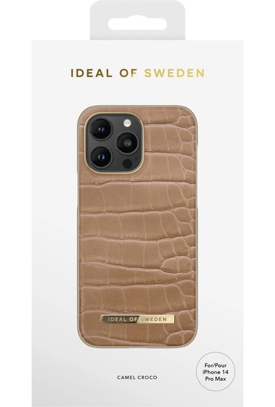 Ideal Of Sweden Atelier Case Apple iPhone 14 Pro Uyumlu Tasarım Pu Deri Kılıf - Camel Croco