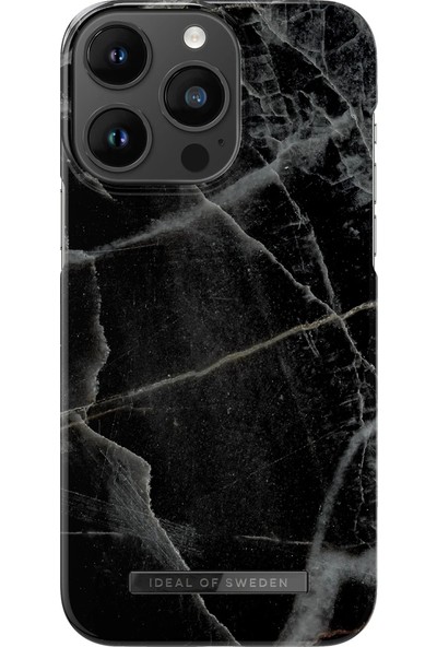 Ideal Of Sweden Fashion Case Apple iPhone 13 Pro Uyumlu Tasarım Kılıf - Black Thunder Marble