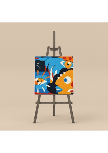 Picasso Tarzı Soyut Gözler Dekoratif Kare Kanvas Tablo