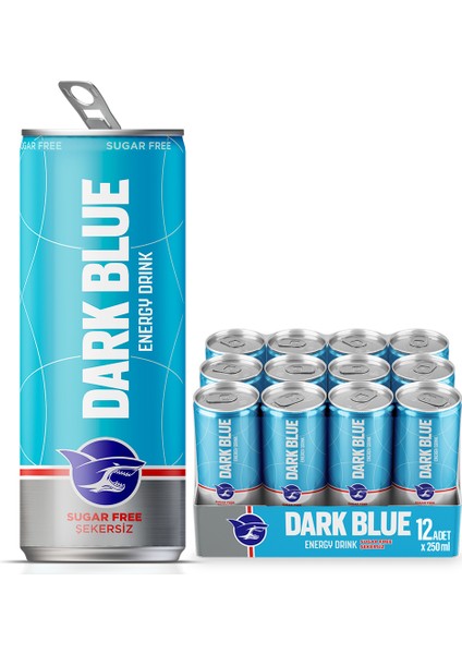 Dark Blue Enerji İçeceği, Şekersiz, 250 ml (12'li Paket, 12 adet x 250 ml)