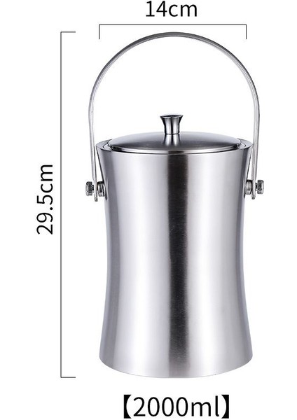 Çelik Çift Cidarlı 2 Lt Maşalı Buz Kovası Kapaklı Buzluk CIN422