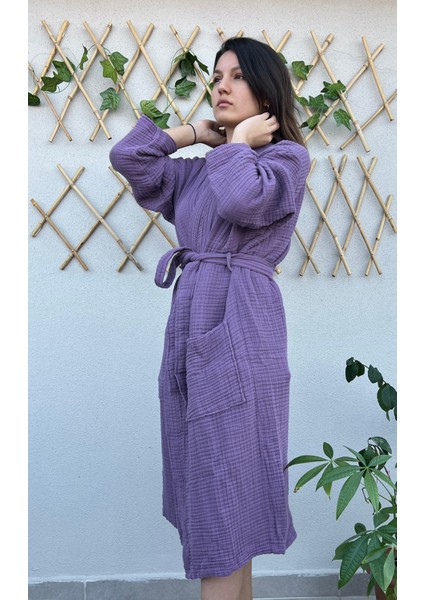 4 Katlı %100 Pamuk Muslin Bornoz