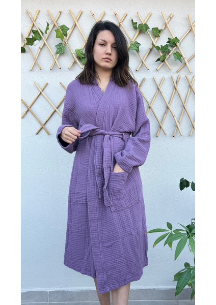 4 Katlı %100 Pamuk Muslin Bornoz