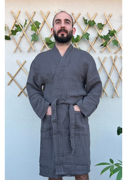 4 Katlı %100 Pamuk Muslin Bornoz