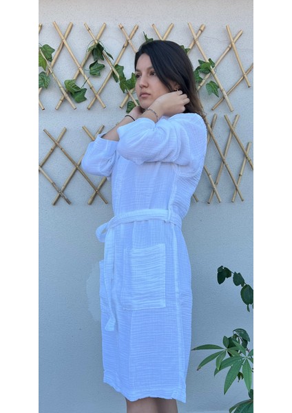 4 Katlı %100 Pamuk Muslin Bornoz