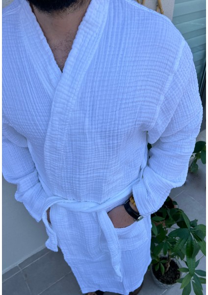 4 Katlı %100 Pamuk Muslin Bornoz