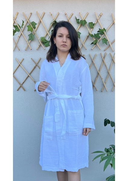 4 Katlı %100 Pamuk Muslin Bornoz