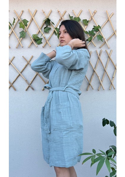 4 Katlı %100 Pamuk Muslin Bornoz