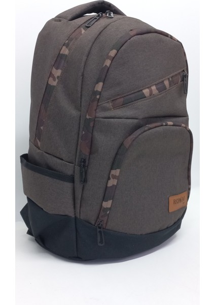 Rowan Özel Desenli Fermuar Kahverengi Suya Dayanıklı Laptop Bölmeli Okul Sırt Çantasıt fırsatları