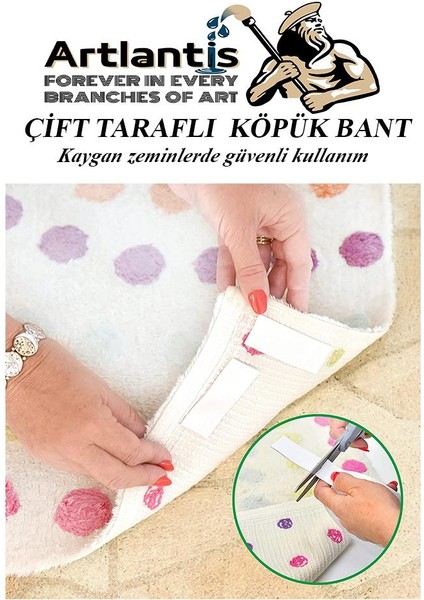 Çift Taraflı Bant Köpük Bant 19MM x 2mt 3 Adet Çerçeve Tablo Halı Yapıştırma Bandı Iç ve Dış Mekan Süper Güçlü Köpük Bant