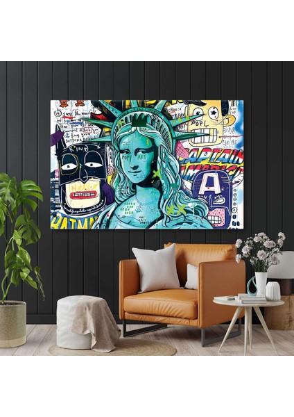 Mona Lisa Özgürlük Heykeli Batman Grafiti Sokak Sanatı Street Art Kanvas Tablo