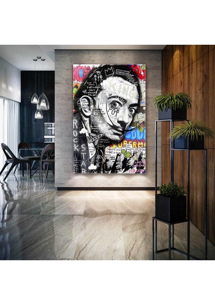 Salvador Dali Grafiti Sokak Sanatı Street Art Kanvas Tablo