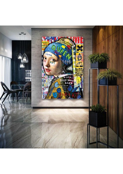 Inci Küpeli Kız Johannes Vermeer Grafiti Sokak Sanatı Street Art Kanvas Tablo