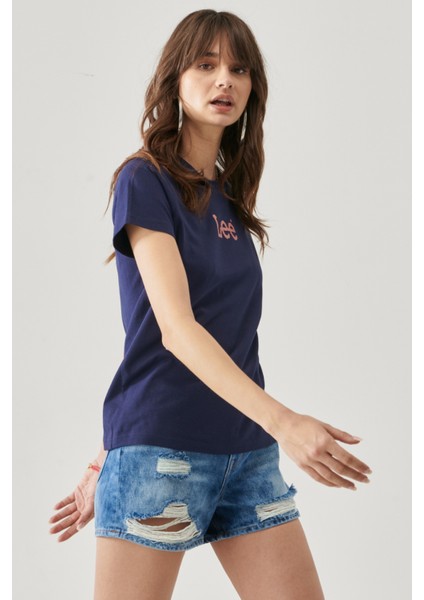 Regular Fit Rahat Kesim Pamuk Bisiklet Yaka Logolu Crew Neck Tişört fırsatları