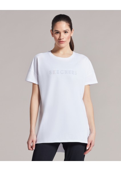 W Graphic Tee Crew Neck T-Shirt Kadın Beyaz Tshirt - S231293-100