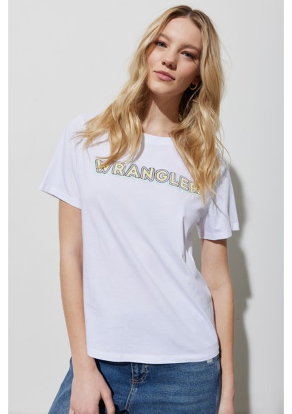 Wrangler Regular Fit Normal Kesim Pamuk Bisiklet Yaka Beyaz Tişört