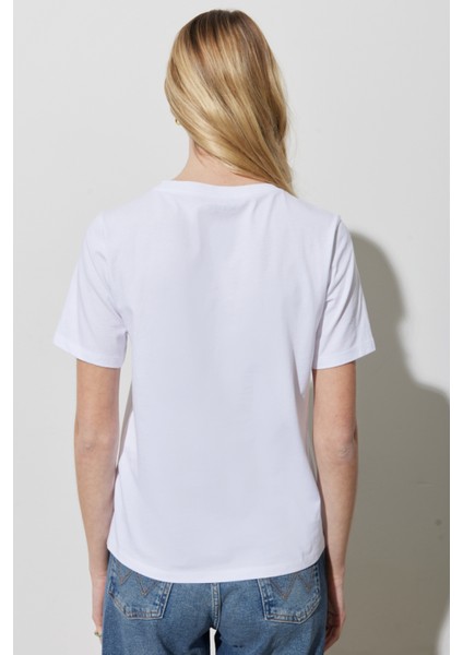 Wrangler Regular Fit Normal Kesim Pamuk Bisiklet Yaka Beyaz Tişört indirimleri