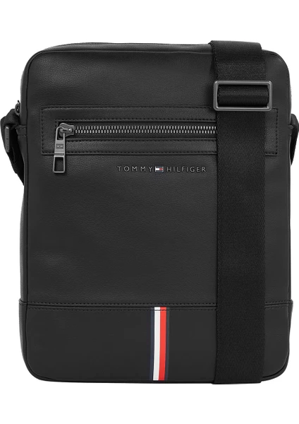 Tommy Hilfiger 28X24X6,5 Siyah Erkek Fermuarlı Postacı Çantası Th Corporate Reporter