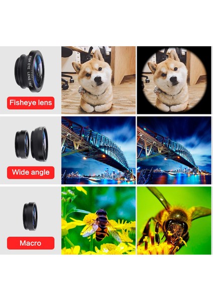 Balık Gözü Lens Fisheye Wide Makro Geniş Açılı Yakın Açılı Telefon Lensi Her Telefona Uyumlu