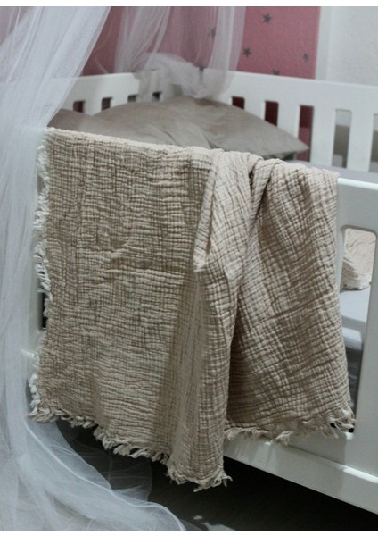 4 Kat Muslin Çocuk / Bebek Battaniyesi 120 x 120 4 Kenarı Saçaklı indirimleri